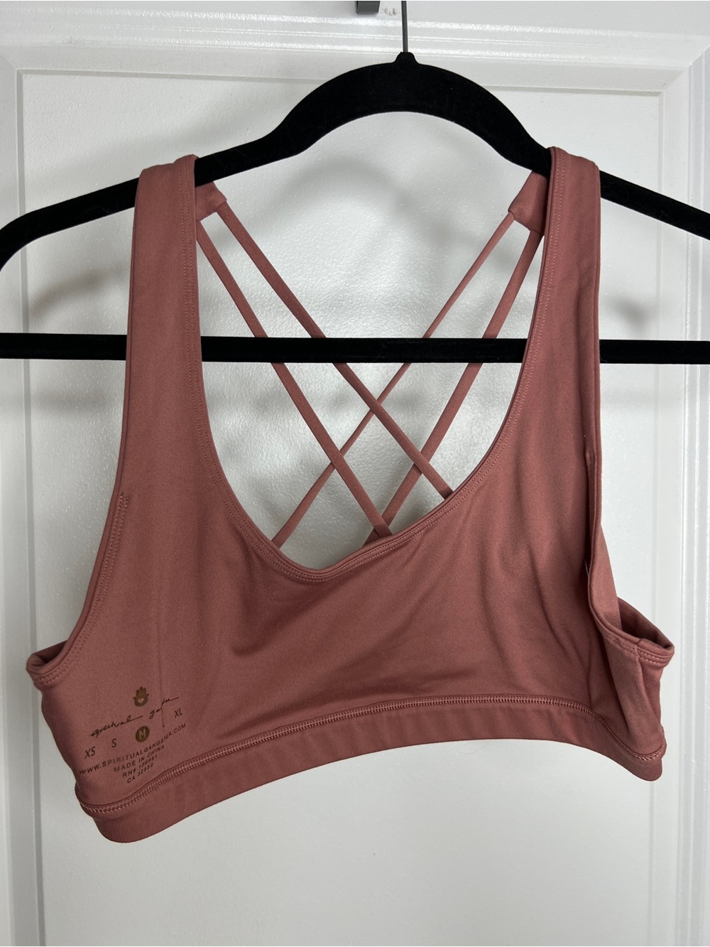 Spiritual Gangster Blush Pink Strappy Back Sports Bra Yoga Activewear Size Med